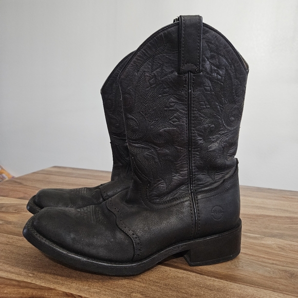 Double H Mens Black  Pull On Cowboy Western Boots Size 8.5 EE Square Toe - Picture 2 of 16